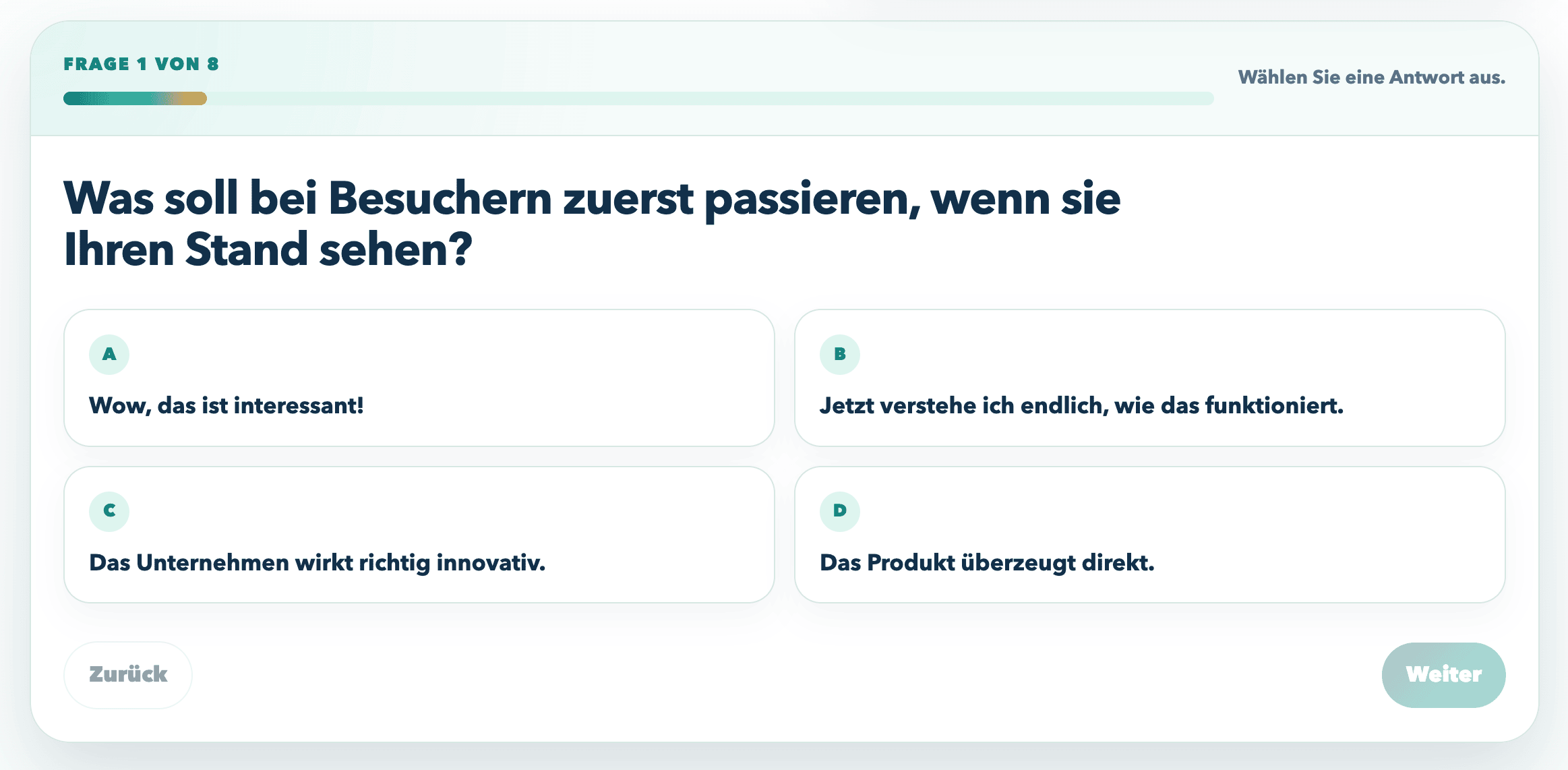 Quizfrage mit mehreren Antwortmöglichkeiten